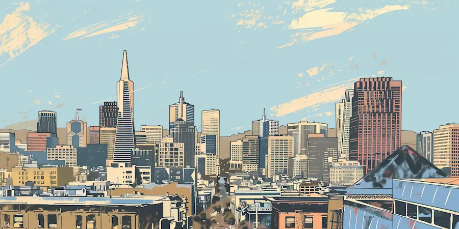 Stylized drawing of San Francisco Skyline